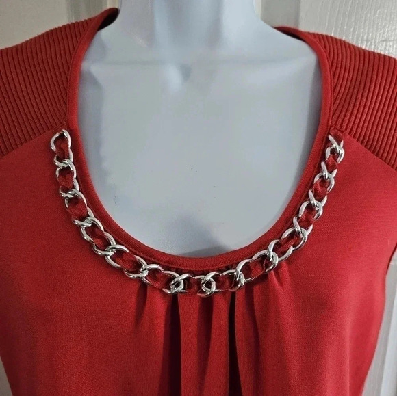 Spense Red Chain Neckline Sleeveless Cocktail Dress Size 8 Party HOCO 90s - Picture 4 of 8